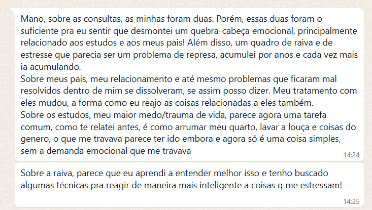 Depoimento de paciente 1