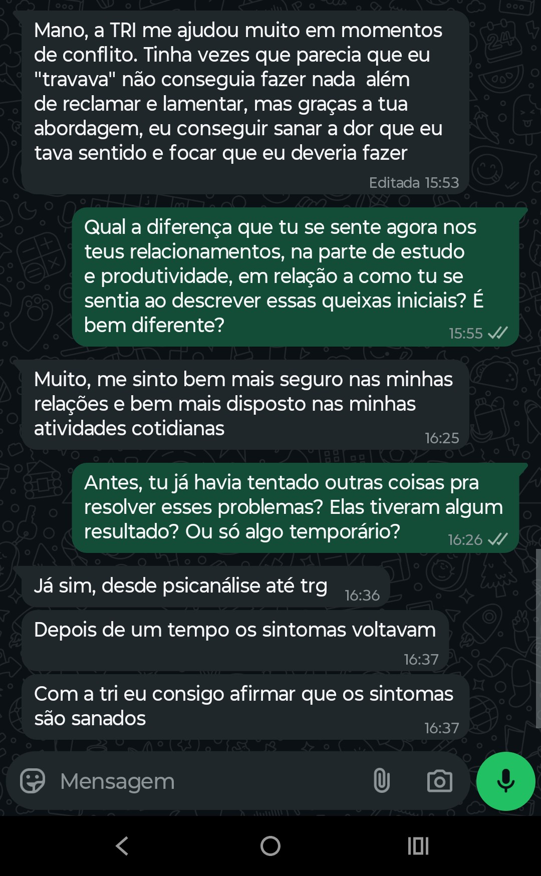 Depoimento de paciente 6
